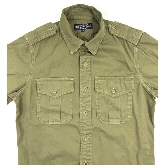 J Peterman Co Mens Shirt Sz Small Field Outdoor Safari Pockets Epaulettes Green - Picture 2 of 10
